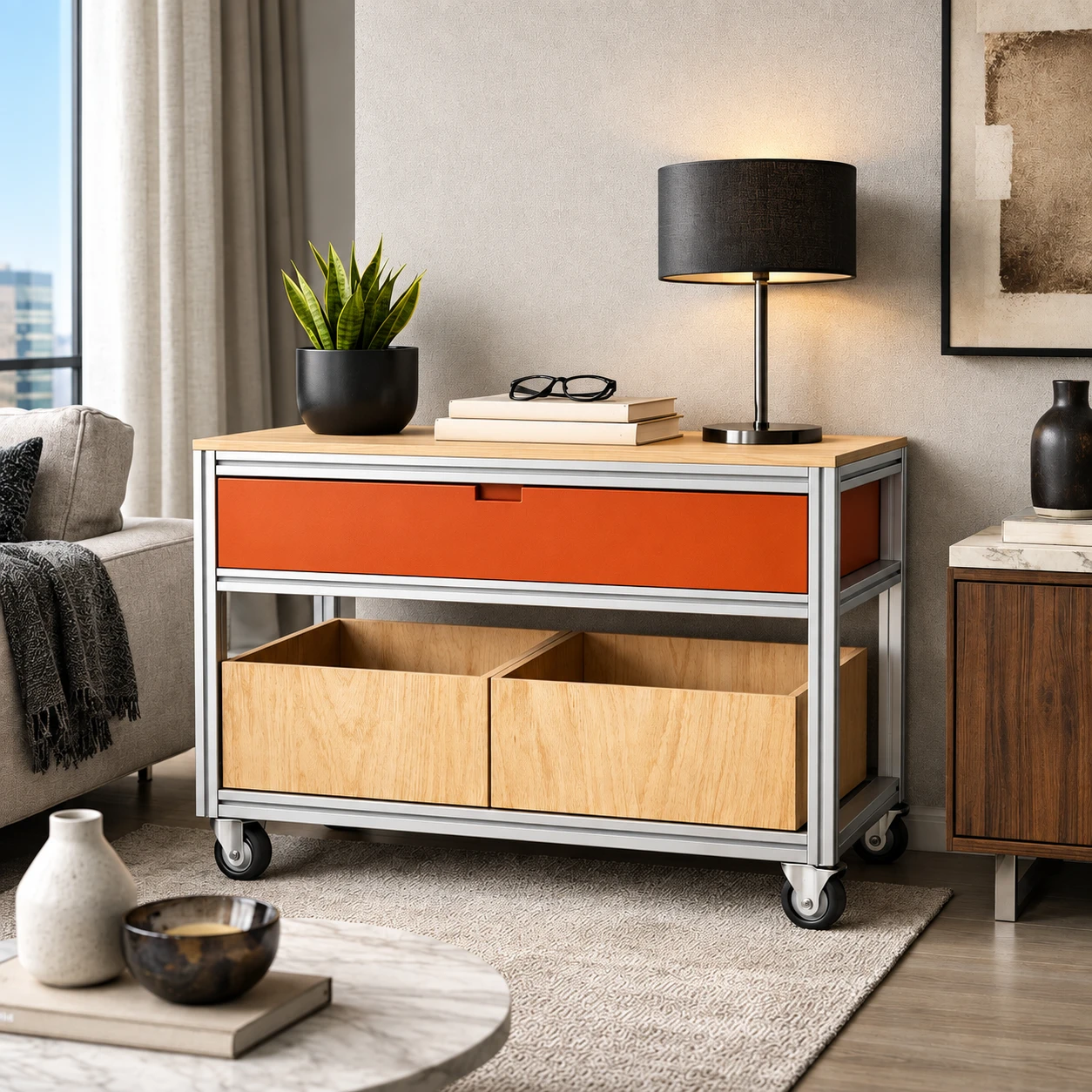 ANBAK modular storage in a contemporary living space